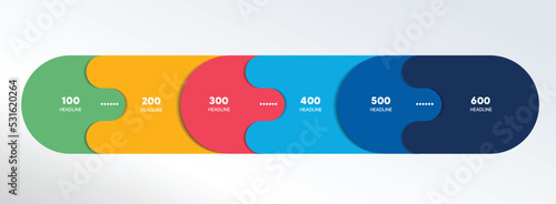 6 elements scheme, diagram. Six connected circles. Infographic template.