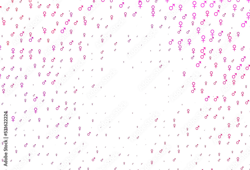 Light pink vector backdrop with gender signs.