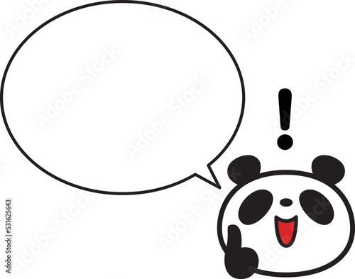 シンプルパンダ顔　人差し指で決めポーズ　ふきだし