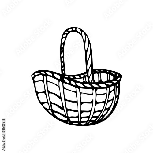 old basket contour on the white background