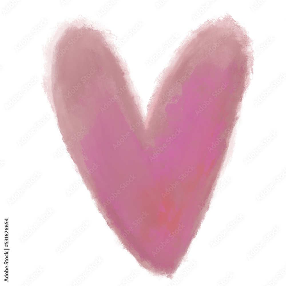 Hand drawn heart. Pink watercolor heart. Valentine's Day