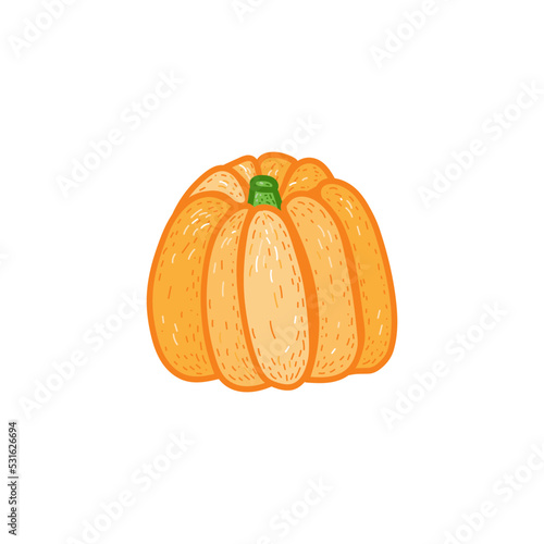 Handdrawn light orange pumpkin on a white background