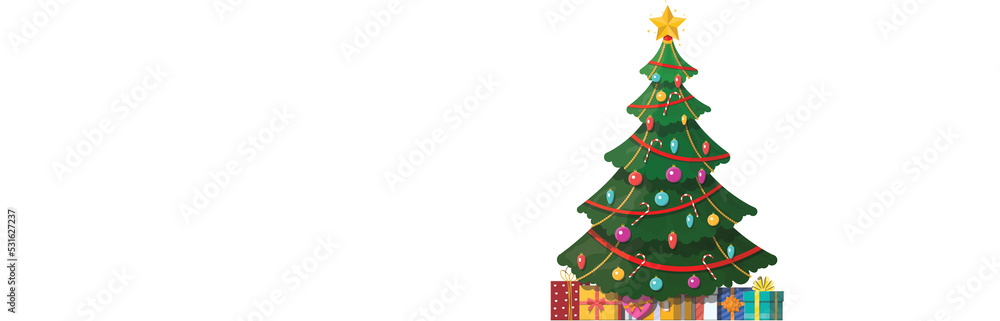 Christmas tree decorated and xmas word Christmas tree decorated and xmas word