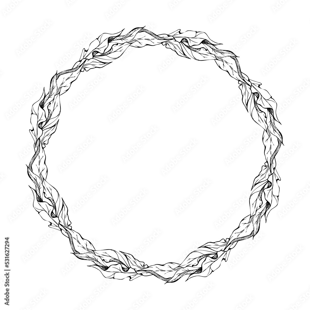 Hand drawn vector circle frame wreath arrangement with peony flowers, buds and leaves. Isolated on white background. Design for invitations, wedding or greeting cards, wallpaper, print, textile Hand drawn vector circle frame wreath arrangement with peony flowers, buds and leaves. Isolated on white background. Design for invitations, wedding or greeting cards, wallpaper, print, textile