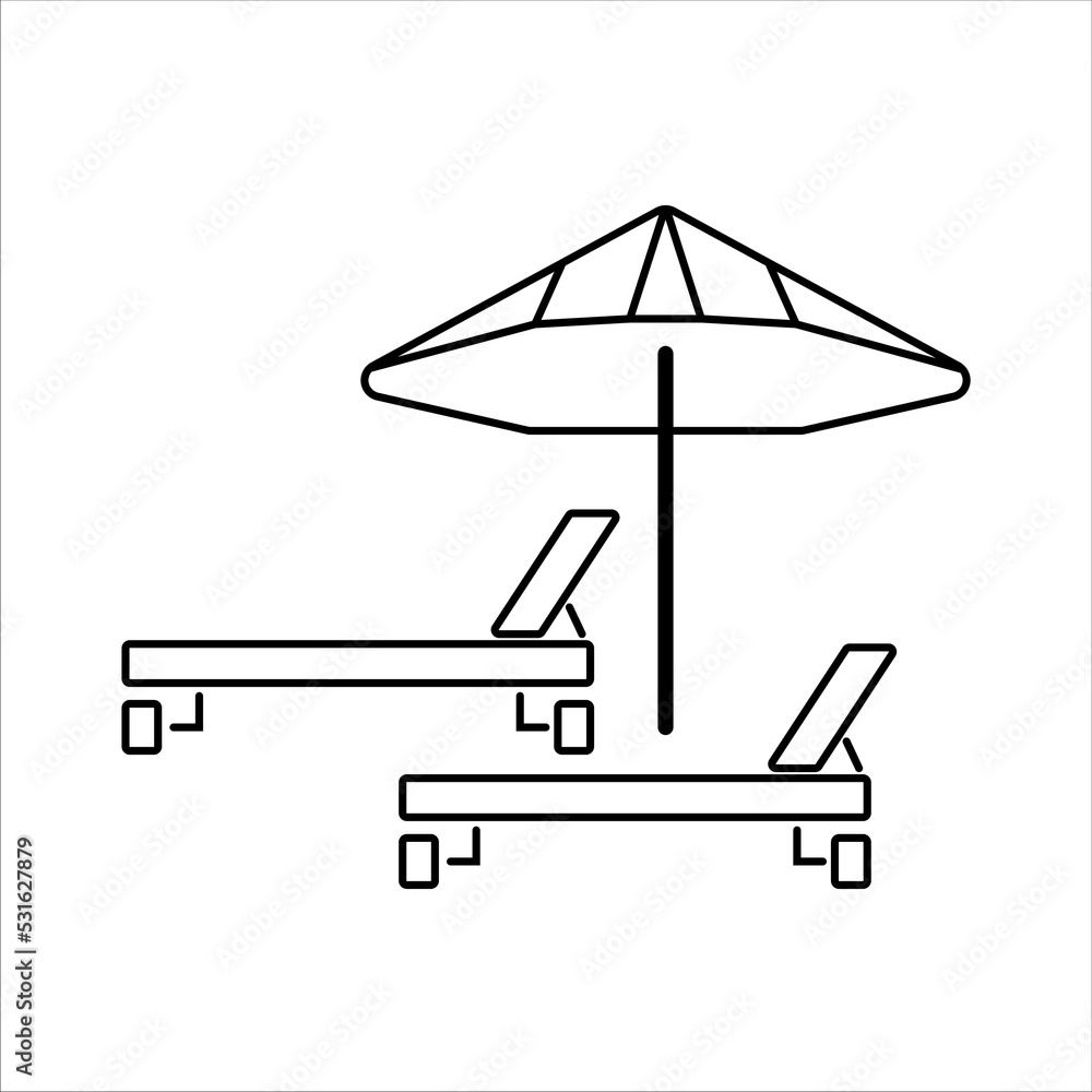 sunbeds and umbrella beach icon vector illustration symbol sunbeds and umbrella beach icon vector illustration symbol