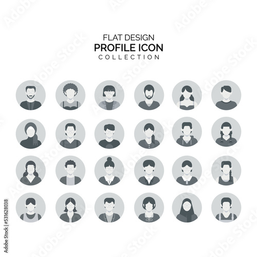Flat design profile icon collection. Profile avatar design pack.
