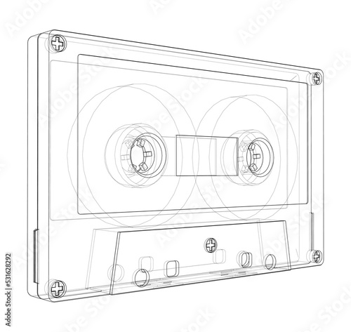Cassette tape. Vector rendering of 3d