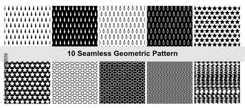 10 Geometric pattern in black white.