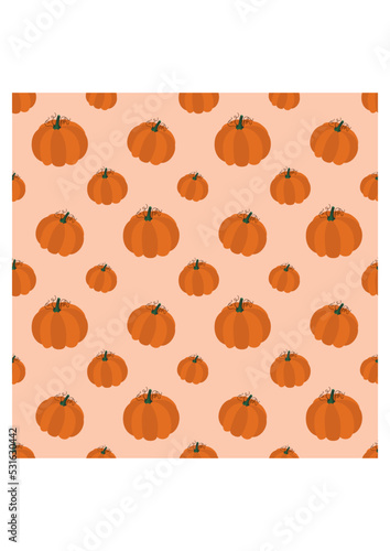 Seamless pattern of autumn pumpkins