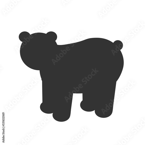 Bear vector icon. Grizzly blak silhouette symbol. Wild animal sign. EPS