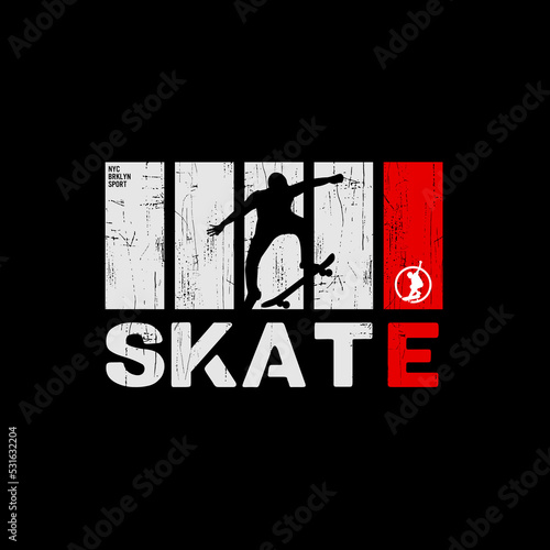 Vector illustration on the theme of skateboard and skateboarding in Brooklyn. Sport typography, t-shirt graphics, print, poster, banner, flyer, postcard,etc 