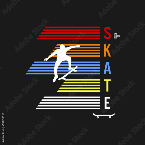 Vector illustration on the theme of skateboard and skateboarding in Brooklyn. Sport typography, t-shirt graphics, print, poster, banner, flyer, postcard,etc
