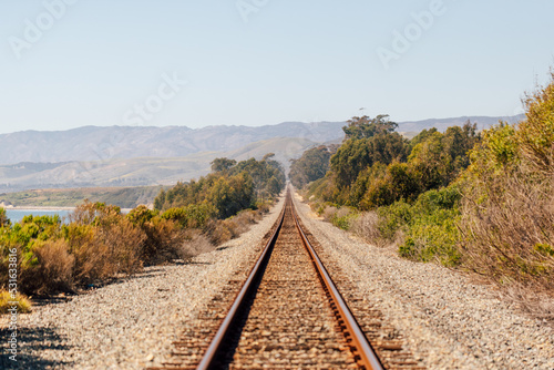USA, California, Lone railway track photo