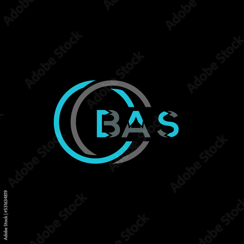 BAS logo monogram isolated on circle element design template, BAS letter logo design on black background. BAS creative initials letter logo concept. BAS letter design.
