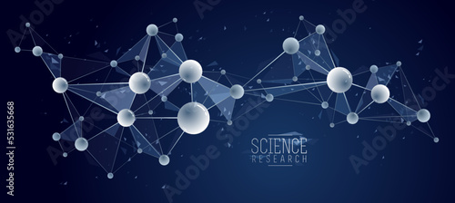 Tela Vector molecules scientific chemistry and physics theme vector abstract background, micro and nano science and technology theme, atoms and microscopic particles