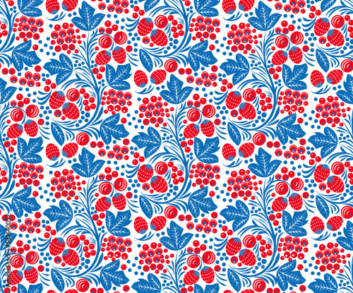 Khokhloma Seamless Pattern. Vector Illustration.