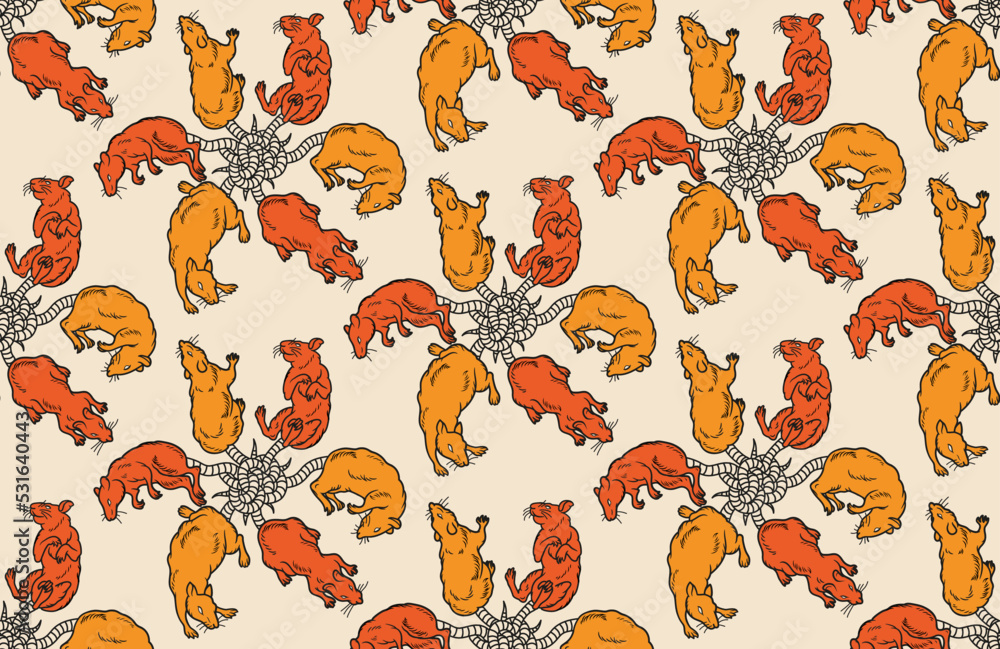 Rat King Seamless Pattern. Vector Illustration Rat King Seamless Pattern. Vector Illustration