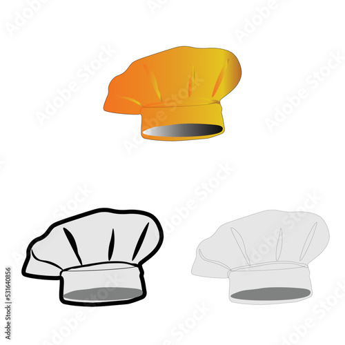 3D Gold cake maker chef hat set. Plain vector template. can be used for icons, social media, business and cooking