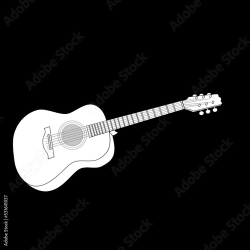 3d guitar outline Realistic drawing