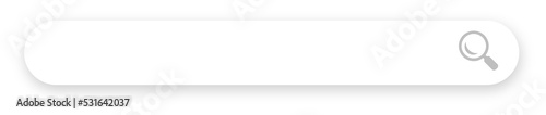 Search bar with shadow on transparent background. Search engine box user interface.