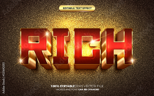 super rich red gold 3d editable text effect