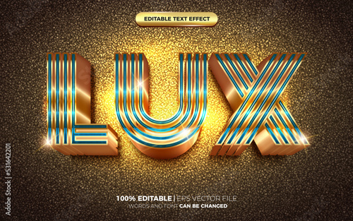 super lux blue gold 3d editable text effect