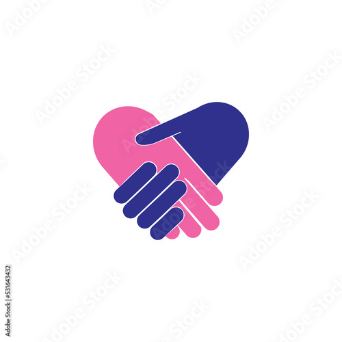 Consensual agreement and consent between sex and gender symbol of male and female, woman and man. Handshake as metaphor of partnership and respect. Vector illustration isolated on white.