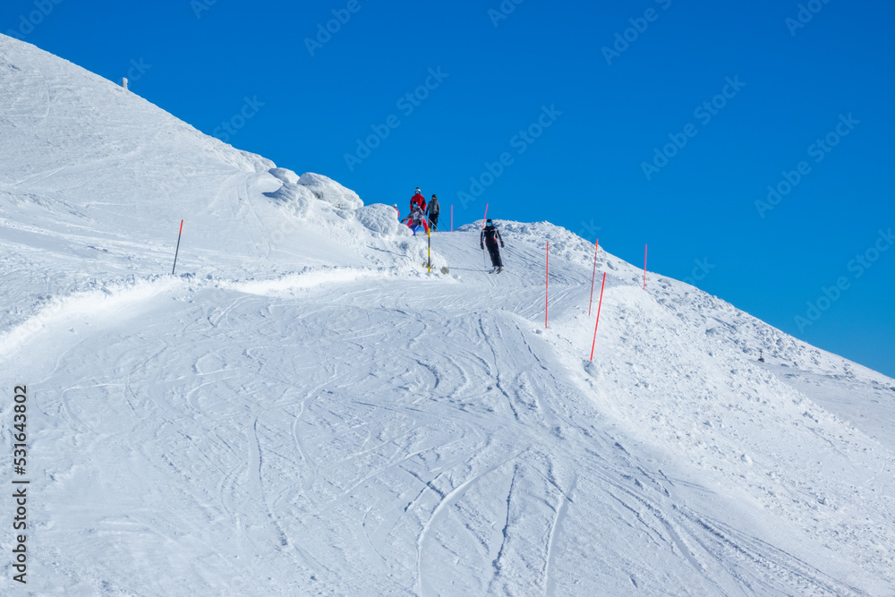 Easy Ski Slope for Beginners and Blue Sky