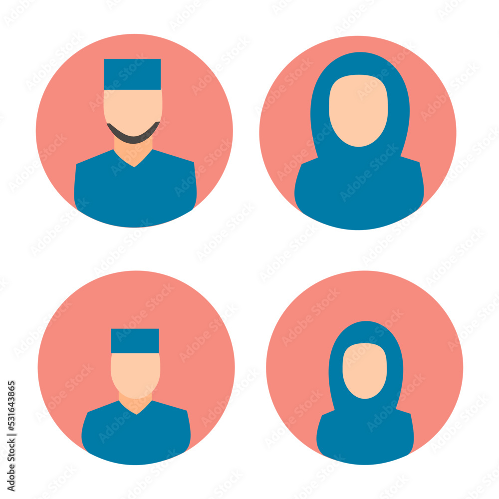 muslim family icon, set of muslim family vector illustration muslim family icon, set of muslim family vector illustration