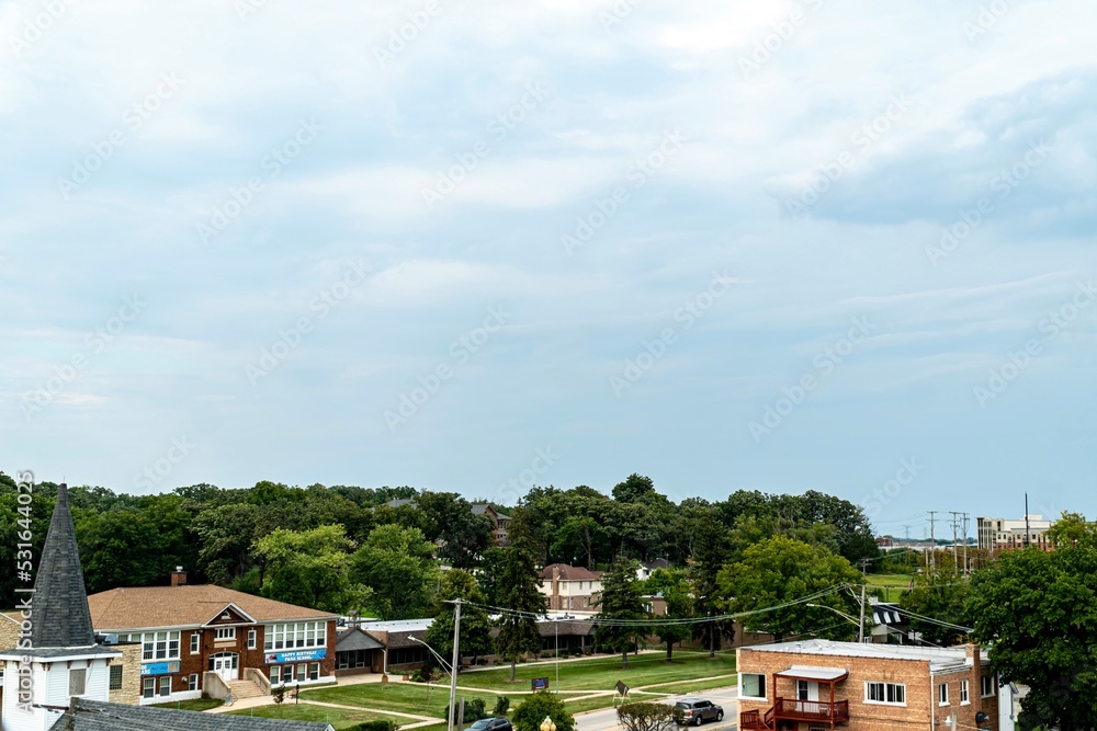 Overhead View of Downtown Orland Park, IL (Suburban Chicago)