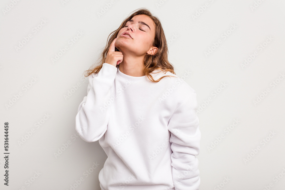 Young caucasian woman isolated on blue background crying, unhappy with something, agony and confusion concept. Young caucasian woman isolated on blue background crying, unhappy with something, agony and confusion concept.