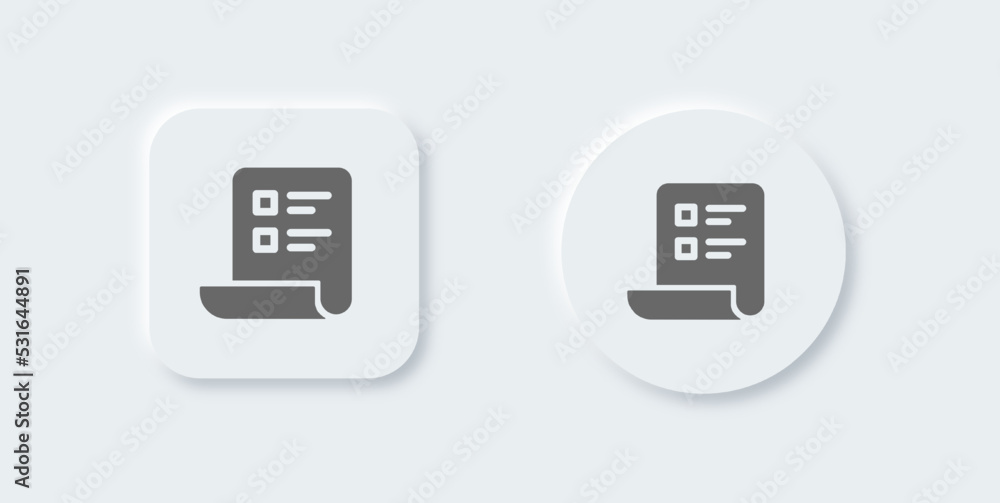 List solid icon in neomorphic design style. Checklist signs vector illustration. List solid icon in neomorphic design style. Checklist signs vector illustration.