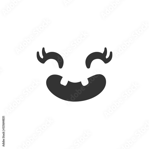 Cute Halloween Face. Jack o lantern happy face with eyelashes. Cartoon character