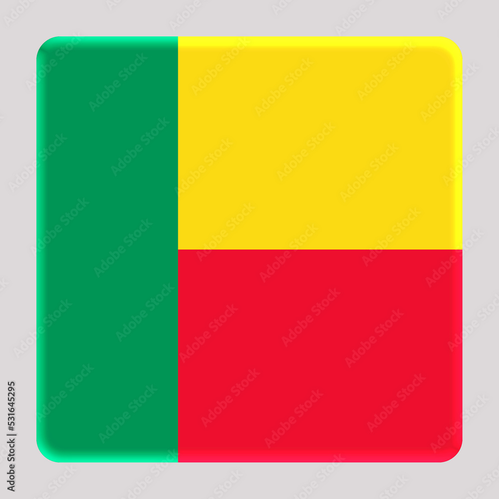 3D Flag of Benin on a avatar square background. 3D Flag of Benin on a avatar square background.