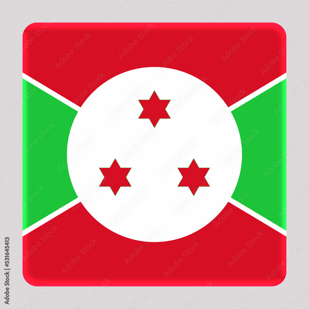 3D Flag of Burundi on a avatar square background. 3D Flag of Burundi on a avatar square background.