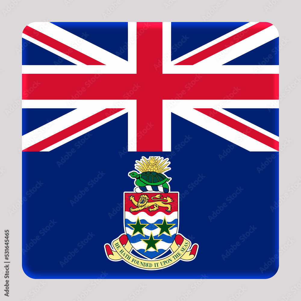 Fototapeta premium 3D Flag of Cayman Islands on a avatar square background.