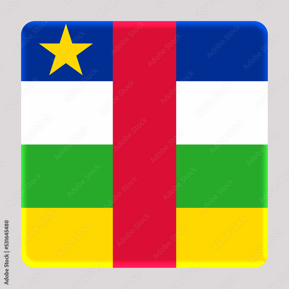 Fototapeta premium 3D Flag of Central African Republic on a avatar square background.