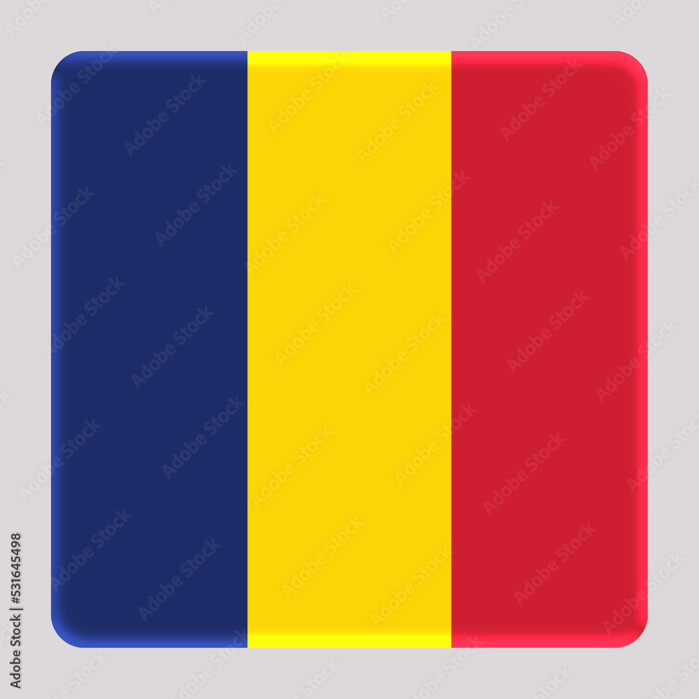Fototapeta premium 3D Flag of Chad on a avatar square background.