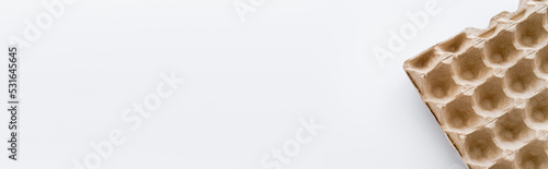 Wallpaper Mural Top view of empty carton egg box on white background, banner Torontodigital.ca