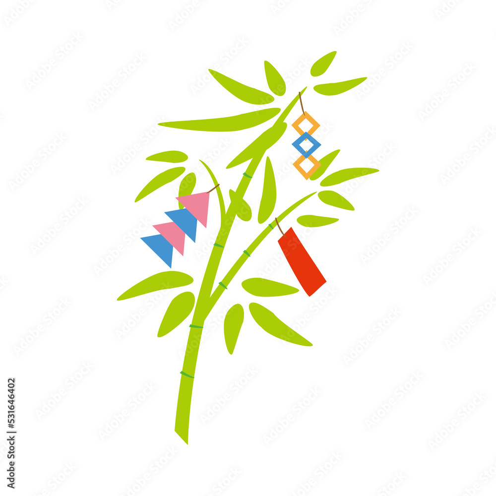 Ταπετσαρία Tanabata festival bamboo decoration illustration