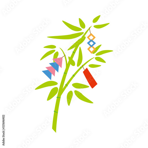 Εκτύπωση καμβά Tanabata festival bamboo decoration illustration