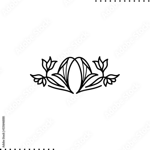 art nouveau flower outline style, elegant flourish border	