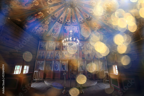 interior of the church iconostasis icons objects of worship altar religion cruci Fototapet