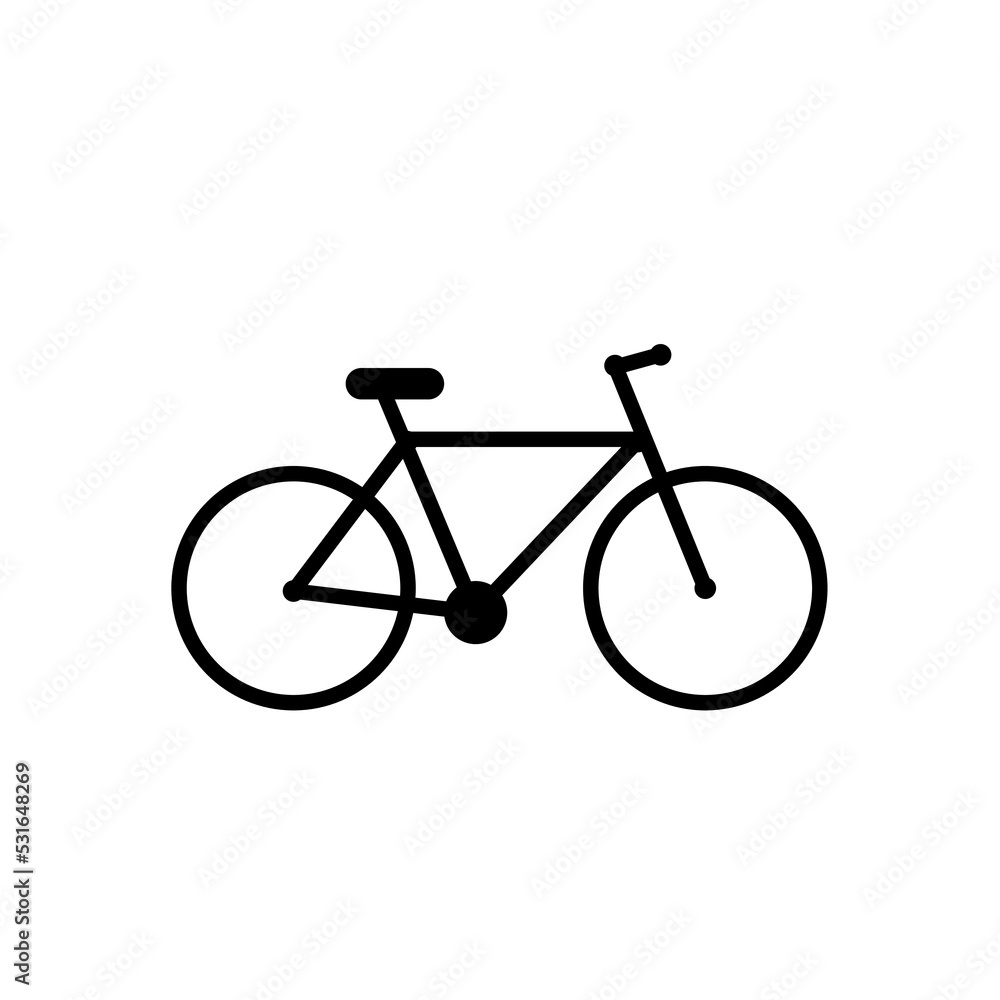 Vector icon of black mountain bicycle or bike. Symbol of bike. Vector illustration Vector icon of black mountain bicycle or bike. Symbol of bike. Vector illustration
