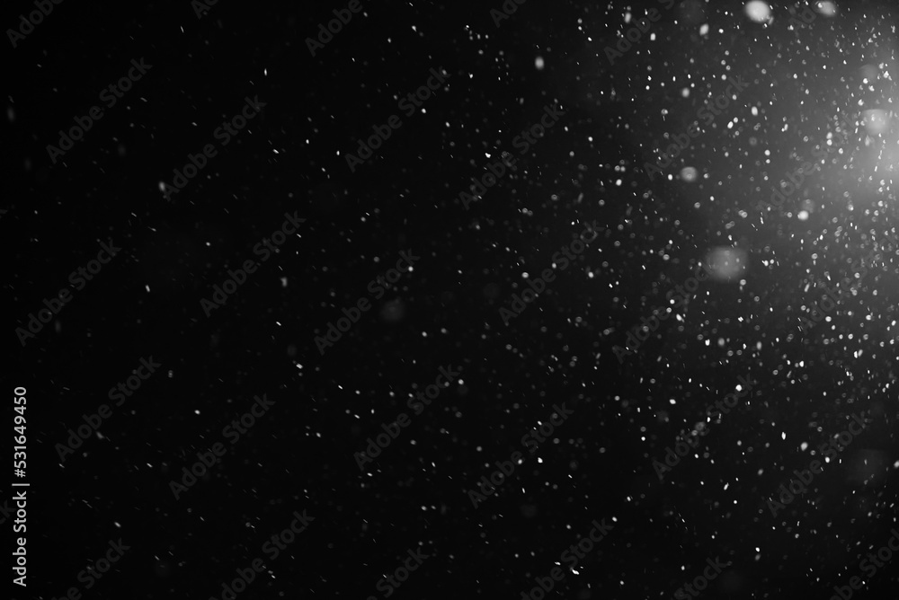 Snowflakes falling down on black background, heavy snow flakes isolated, Flying rain, overlay effect for composition Snowflakes falling down on black background, heavy snow flakes isolated, Flying rain, overlay effect for composition
