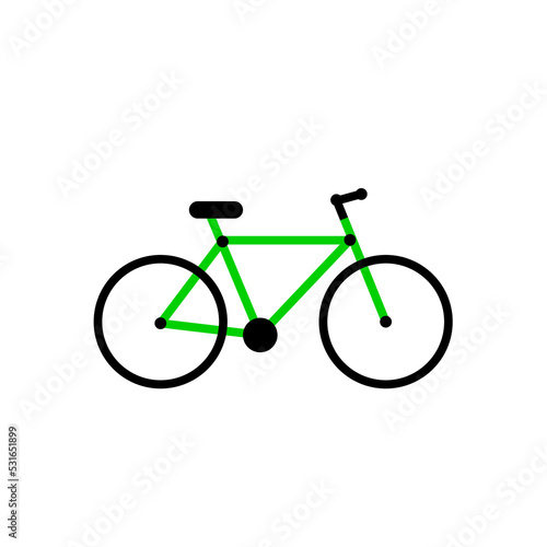 Vector icon of green mountain bicycle or bike. Symbol of bike. Vector illustration