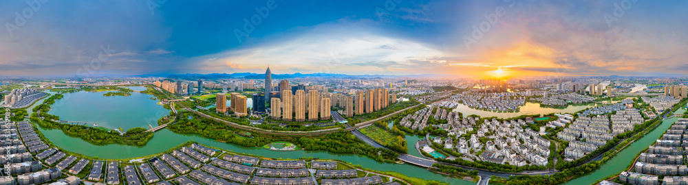 City scenery in Shaoxing City, Zhejiang Province, China