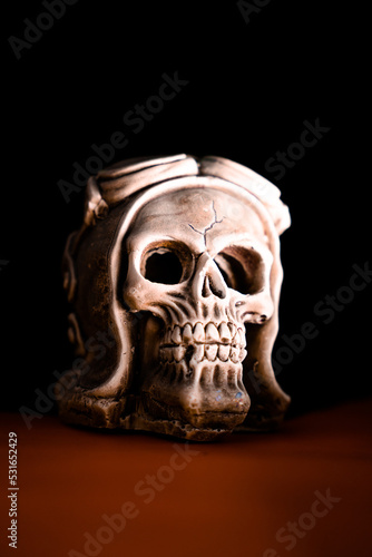 scary halloween skull with black and orange
