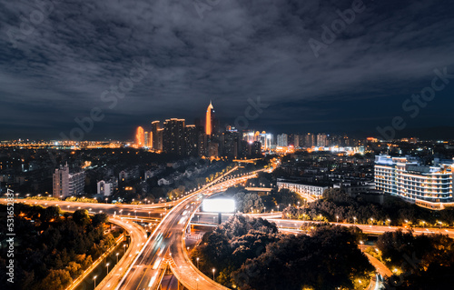 Night View of Shaoxing CBD, Zhejiang, China