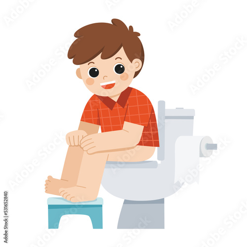 A Little boy is sitting on the toilet. Isolated vector